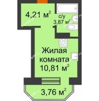 Студия 20,02 м² в ЖК Светлоград, дом Литер 16 - планировка