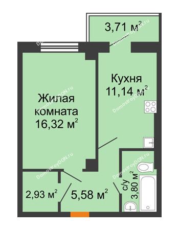 1 комнатная квартира 40,88 м² в ЖК Сокол Градъ, дом Литер 8