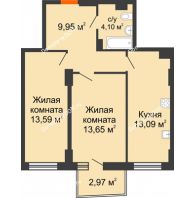 2 комнатная квартира 55,17 м² в ЖК Сердце Ростова 2, дом Литер 8 - планировка