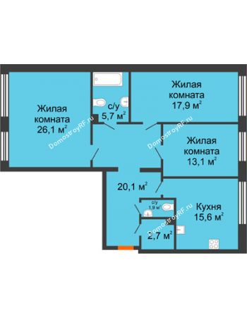 3 комнатная квартира 102,4 м² в Архитектурный Ансамбль Вознесенский, дом Собенникова