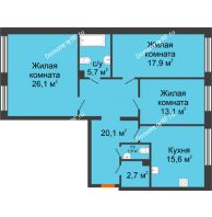 3 комнатная квартира 102,4 м² в Архитектурный Ансамбль Вознесенский, дом Дом Собенникова - планировка