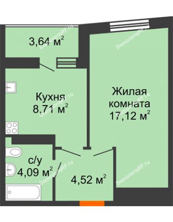 1 комнатная квартира 36,26 м² - ЖК Сограт