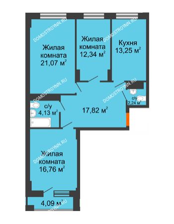 3 комнатная квартира 94,4 м² - ЖД Весна