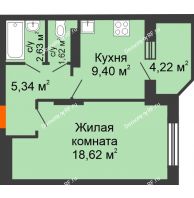 1 комнатная квартира 39,72 м² в ЖК Московский, дом дом 1 - планировка