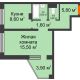 1 комнатная квартира 38,1 м², ЖК Приоритет - планировка