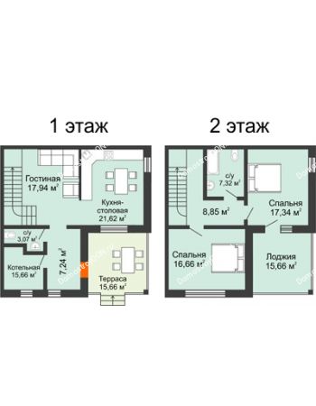 3 комнатная квартира 147,02 м² в КП Ясная Поляна, дом "Ванкувер" 147,02 м²