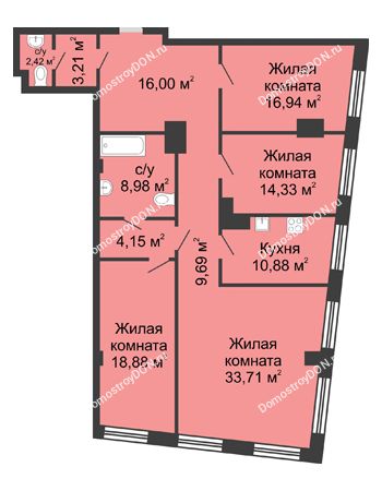 4 комнатная квартира 139,19 м² - ЖК Гранд Панорама