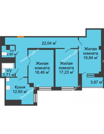 3 комнатная квартира 95,73 м² в ЖК Финист, дом 4 очередь