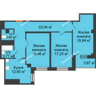 3 комнатная квартира 95,73 м² в ЖК Финист, дом 4 очередь - планировка
