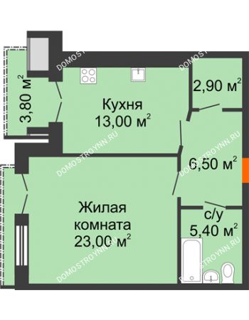1 комнатная квартира 52,7 м² - ЖД по ул. Кирова