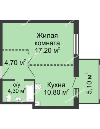 1 комнатная квартира 38,5 м² в ЖК 5 Элемент (Пятый Элемент), дом Корпус 5-1.1
