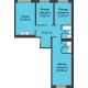 3 комнатная квартира 92,56 м² в ЖК Акватория	, дом ГП-2 - планировка