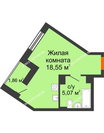 Студия 25,48 м² - ЖК Пушкин