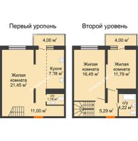 2 комнатная квартира 87,37 м² в ЖК Фрунзе, 85, дом № 3 - планировка