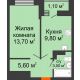 1 комнатная квартира 33,7 м² в ЖК SkyPark (Скайпарк), дом Литер 1, корпус 1, блок-секция 2-3 - планировка
