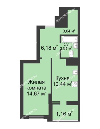 1 комнатная квартира 39,1 м² в ЖК Маленькая страна, дом № 3