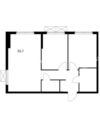 2 комнатная квартира 55,7 м² в ЖК Савин парк, дом корпус 3