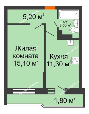 1 комнатная квартира 36,9 м² в ЖК SkyPark (Скайпарк), дом Литер 1, корпус 1, блок-секция 2-3