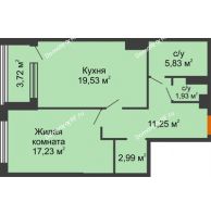 1 комнатная квартира 60,92 м², ЖК Гран-При - планировка
