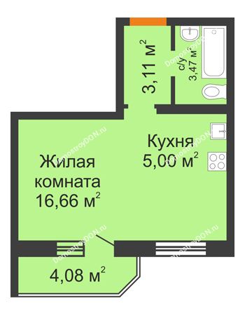 Студия 30,28 м² в ЖК Суворовский, дом Литер 1, Участок 120