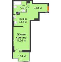 Студия 29,39 м² в ЖК Сердце Ростова 2, дом Литер 8 - планировка
