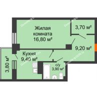 1 комнатная квартира 44,07 м² в ЖК Сокол Градъ, дом Литер 3 - планировка