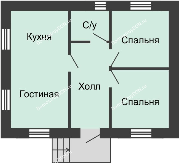 Планировка 1 этажа в доме Тип 1, 48 м² в КП Красный сад