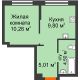 1 комнатная квартира 29,57 м² в ЖК Колумб, дом Сальвадор ГП-4 - планировка