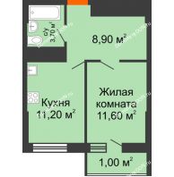 1 комнатная квартира 36,4 м², ЖК Клубный дом на Мечникова - планировка