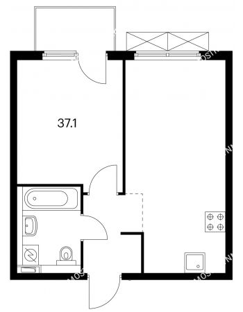 1 комнатная квартира 37,1 м² в ЖК Савин парк, дом корпус 3