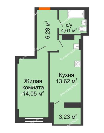 1 комнатная квартира 40,18 м² в ЖК Аврора, дом № 2