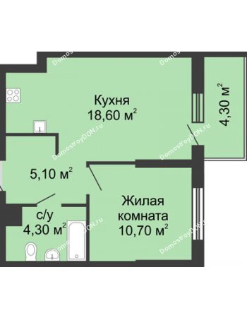 1 комнатная квартира 40,1 м² - ЖК Сказка