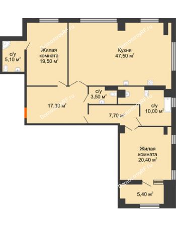 2 комнатная квартира 132,4 м² - ЖК ROLE CLEF