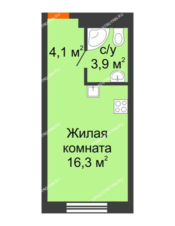 Студия 24,3 м² - Комплекс апартаментов KM TOWER PLAZA (КМ ТАУЭР ПЛАЗА)
