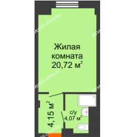 Апартаменты-студия 28,94 м², Апартаменты Бирюза в Гордеевке - планировка