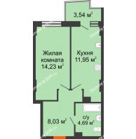 1 комнатная квартира 39,96 м² в ЖК Сердце Ростова 2, дом Литер 6 - планировка