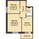 2 комнатная квартира 60,55 м² в ЖК Гвардейский 3.0, дом Секция 2 - планировка