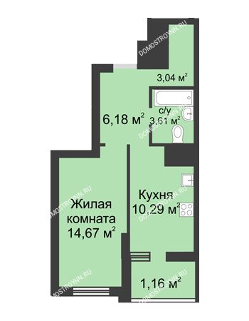 1 комнатная квартира 38,91 м² в ЖК Маленькая страна, дом № 3