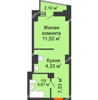 Студия 28,88 м² в ЖК Рубин, дом Литер 3 - планировка