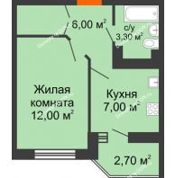 1 комнатная квартира 29,6 м² в ЖК Вересаево, дом Литер 17 - планировка