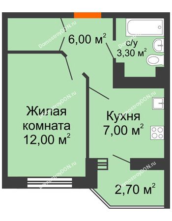 1 комнатная квартира 29,6 м² в ЖК Вересаево, дом Литер 17