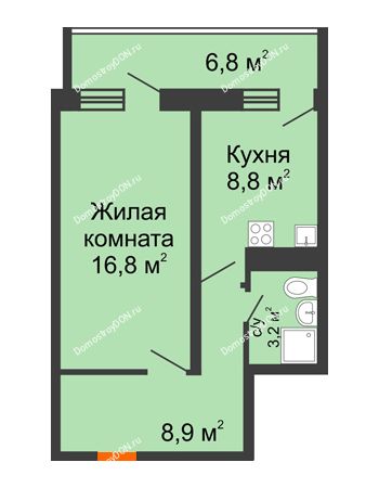 1 комнатная квартира 41,3 м² в ЖК Звезда Столицы, дом Литер 8