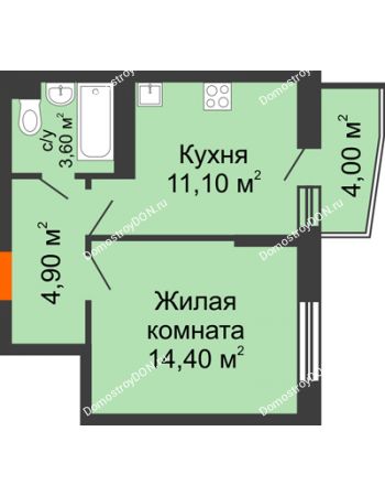 1 комнатная квартира 36 м² в ЖК Династия, дом Литер 2