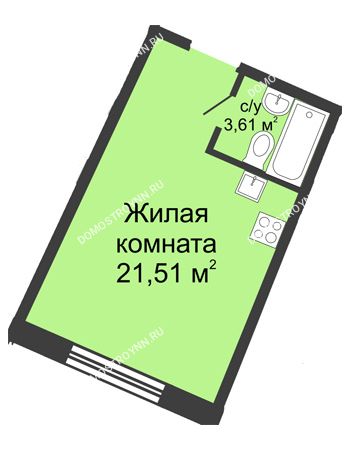 Студия 24,52 м² в ЖК Ватсон, дом № 5