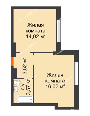 2 комнатная квартира 37,23 м² - ЖК Левенцовский