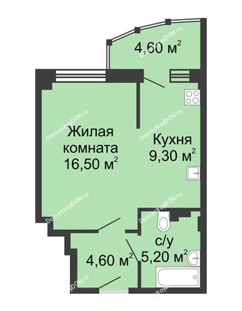 1 комнатная квартира 40,2 м² в ЖК Мега, дом № 2