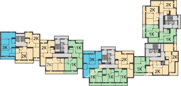 Планировка 10 этажа в доме № 1 в ЖК Корица