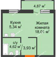 1 комнатная квартира 33,36 м², ЖК Солар - планировка