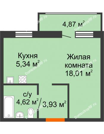 1 комнатная квартира 33,36 м² - ЖК Солар