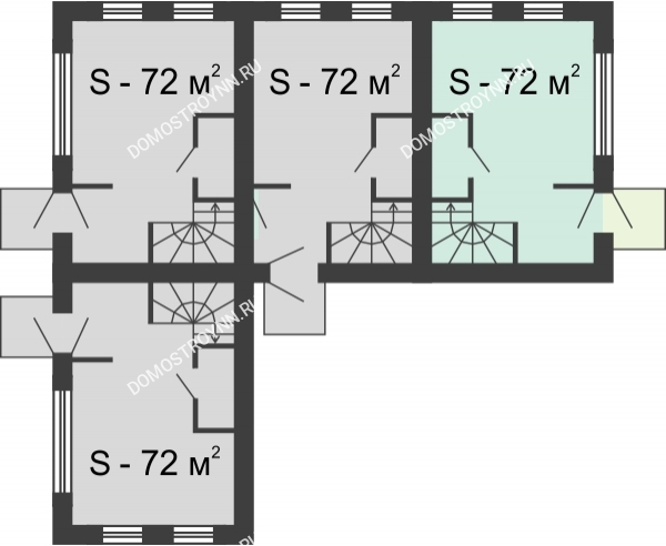 Планировка 1 этажа в доме № 399 (72 м2) в КП Аладдин